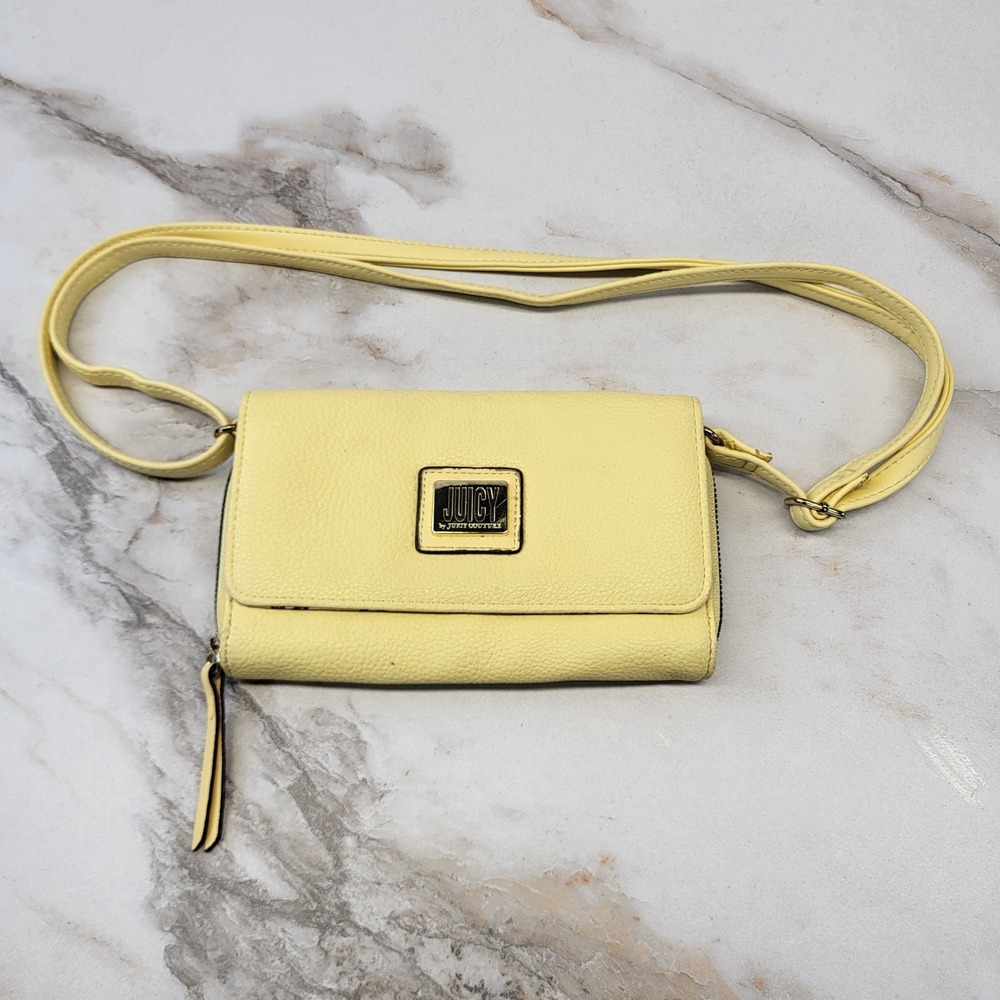 Juicy by Juicy Couture Yellow Crossbody Wallet Purse Handbag Faux Leather